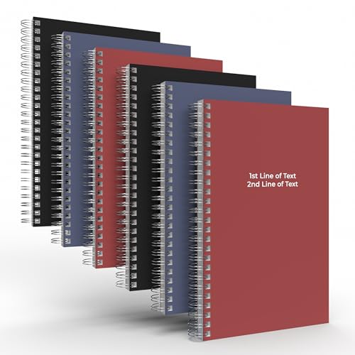 Custom Spiral Notebook Journals with Professional Colored Covers - 6 Pack of 5" x 8" – College Ruled, Hard Cover, 50 Sheets Per Book – For Journaling, Office, School Supplies, etc. - color: Professional Colors, size: 5" x 8"