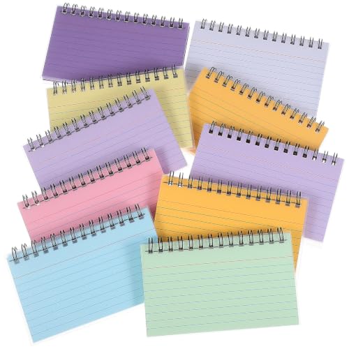 GRADENEVE 10 Pcs Spiral Notepads with Easy Tear-off Sheets and Horizontal Lines, Compact Design Small Notebooks for Classroom Study and Inspiration Recording