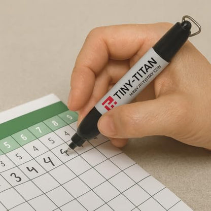 Tiny-Titan EXTRA Fine Point, Mini Markers, Permanent Ink, Metal Tip, Keychain Clip, Golf Ball Marker, Clip On Nurse's Badge - Black Ink - EXTRA Fine Point - 2 Pens