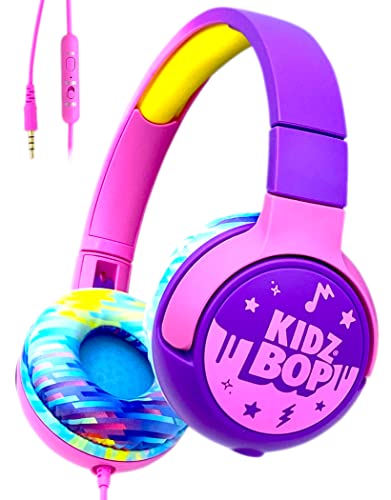 Move2Play, Kidz Bop, Wired Headphones for Kids | Microphone | 3.5mm Plug | Volume Limiting 85dB/94dB | Soft Pads | Adjustable | School Use | Gift 3 4 5 6 7 8+ Year Old Girls Boys Toddlers - color: Wired - Pink