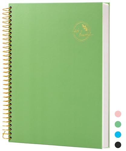 FLYING EAGLE Spiral Notebook 8.5 X 11, 1 Subject, 200 Pages College Ruled Notebook, 3-Hole Punched Paper, Hardcover Spiral Bound Notebooks for Work, School, Lined Note Taking, Green - color: 8.green