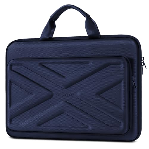MOSISO 15.6-16 inch Laptop Hard Case, 15 inch Shockproof Waterproof Laptop Case Hard Shell Compatible with MacBook HP Dell, Carrying Sleeve Computer Bag with Sturdy Handle&Front Pocket&Belt, Navy Blue - color: Navy Blue, size: 16 inch