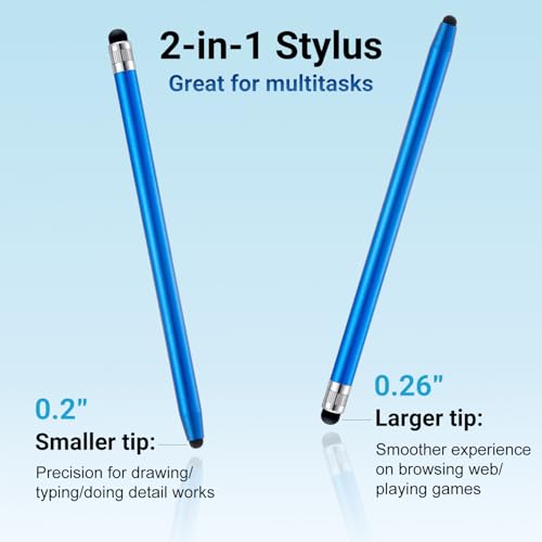 LINFANC 12Pcs Blue Stylus Pen for Touchscreen, 2-in-1 Stylus Pen for iPad | High Precision & Sensitivity, Aluminum Body, Suitable for iPad iPhone Android Smartphone Tablet Switch and All Touch Screens - color: 12 Blue