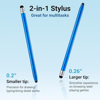 LINFANC 12Pcs Blue Stylus Pen for Touchscreen, 2-in-1 Stylus Pen for iPad | High Precision & Sensitivity, Aluminum Body, Suitable for iPad iPhone Android Smartphone Tablet Switch and All Touch Screens - color: 12 Blue