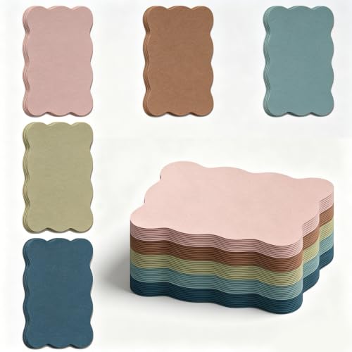 Whaline 150Pcs Boho Index Cards 3 x 5 Inch Neutral Color Flash Notecard Scalloped Blank Index Card for Note-Taking Studying Organizing School Office Supplies - color: Boho