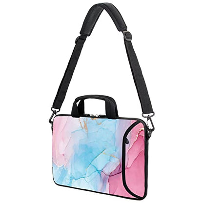AMARY 13" 13.3" laptop sleeve chromebook case adjustable shoulder strap with handle accessory pocket (Marble) - color: Marble