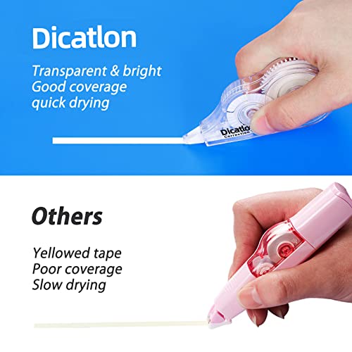 White Correction Tape 10 Pack, Easy Use Roller Applicator, Instant Dry, Jam Free PET Film, Smooth Precise Corrections for School, Office, Home,1/5" X39Ft