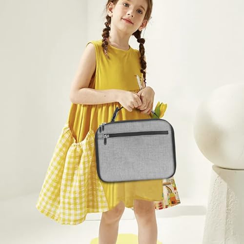 Kids Lunch Box for Boys Girls Lunch Bag Insulated Durable Lunchbox Children Lunch Tote Bag for School Grey - color: Gray