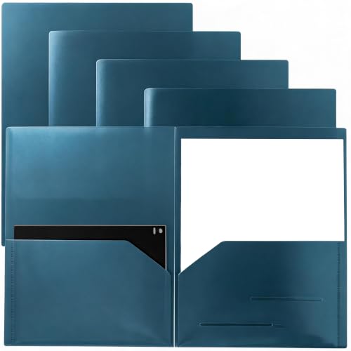 Youngever 6 Pack Heavy Duty Plastic Two Pocket Folders, Heavy Duty Plastic 2 Pocket Folder (Deep Harbor) - color: Deep Harbor