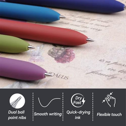 ACEES Gel Pens, 5Pcs 0.5mm Fine Point Black Ink Pens With Smooth Writing,Office Desk Accessories,Quick Dry Pens For Journaling,Ballpoint Writing Supplies, Gift for Women and Men (Retro) - color: Retro