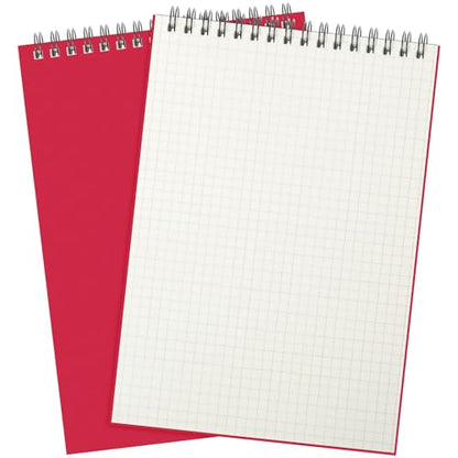 Engrowtic 2 Pack Graph Paper Spiral Notepad A5 Top Wirebound Notepad Grid Notebook Steno Pad Memo Notebook Grid Paper 140 Pages for Writing Sketching Drawing Office Supply (Red) - color: Red