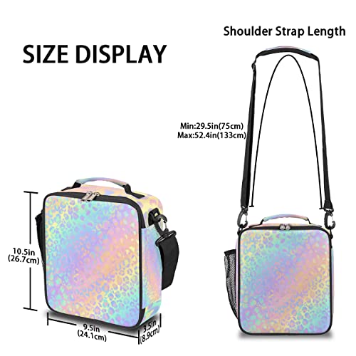 Pardick Leopard Print Kids Lunch Bag Rainbow Leopard Skin Insulated Lunch Box Mini Cooler Back to School Thermal Meal Tote Kit Bento Tote Bags Thermal Lunchbox for Boys Girls - color: Leopard Print