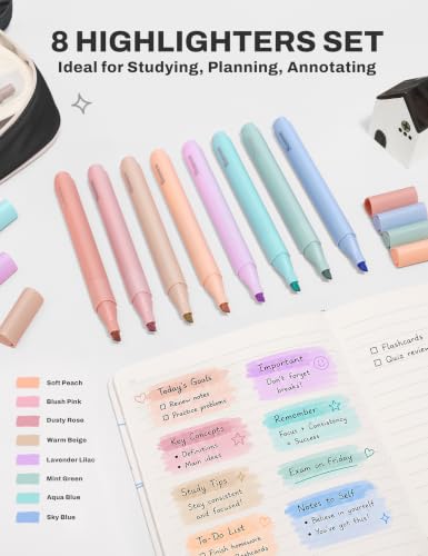 SUNEE 35PCS Aesthetic Stationery Set with Cute Pencil Case, Pastel Highlighters, Black Gel Pens, Mechanical Pencils & Refills, College School Supplies for Students Black - color: Black, style: 35 Pack