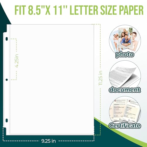 Sheet Protectors 8.5 x11 Inch Clear Page Protectors for 3 Ring Binder,100 Pack Plastic Sleeves for Paper,Documents and Photos,Top Loading Binder Sleeves Paper Protector Letter Size - size: 100 Pack