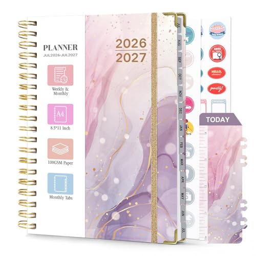 Planner 2026-2027, Weekly and Monthly Academic Planner, Jul 2026 - Jul 2027, 8.5"x11" Large Hardcover Daily Planner Calendar with Tabs for Women, Year Planning Agenda for Teacher and Student (Marble pattern) - color: Marble pattern