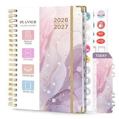 Planner 2026-2027, Weekly and Monthly Academic Planner, Jul 2026 - Jul 2027, 8.5"x11" Large Hardcover Daily Planner Calendar with Tabs for Women, Year Planning Agenda for Teacher and Student (Marble pattern) - color: Marble pattern