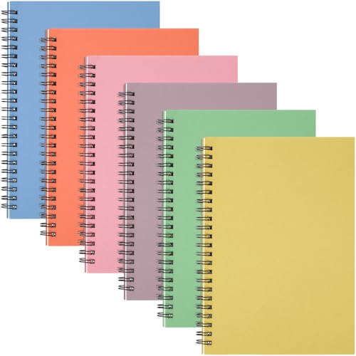 Fuutreo 6 Pack B5 Spiral Notebooks 10.5 x 7.45 Inch College Ruled Aesthetic Journal Kraft Hardcover 70 Sheets (140 Pages) Spiral Notebook for Office Students Work Journaling(Bright Color,Candy) - color: Bright Color