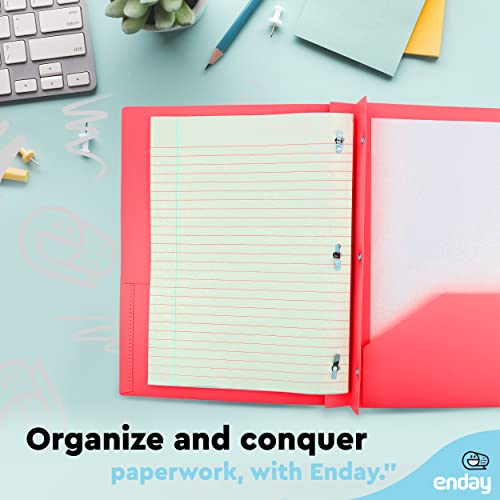 Plastic Folders with Pockets and Prongs Red - Two Pocket Folder with Brads - 3 Prong Folders with Pockets for Letter Size Sheets, Also Available in Blue, Green, Purple, Pink, and Grey, 1 Pc –by Enday - color: Red, size: 1