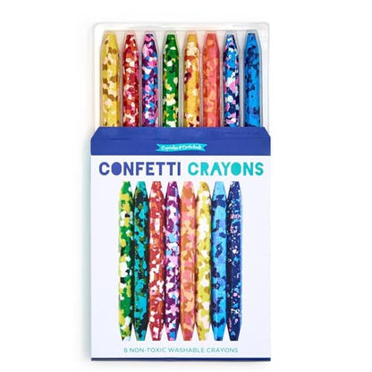 Two's Company Happy Confetti Multicolor Crayons in Gift Box, 5.5-Inch, Wax, Set of 8