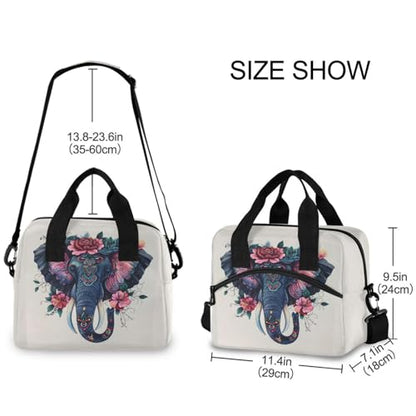 ALAZA Boho Elephant Insulated Lunch Bag Women Men Portable Reusable Cooler Lunch Tote Bag for Work Office Picnic College - color: Multi 07