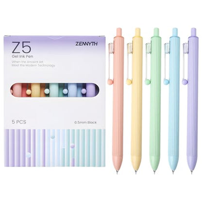 YOXMJDB Gel Pens, 5 Pcs 0.5mm Black Ink Fine Point Pens Quick-Drying Retractable Pens with Diamond-Shaped Barrel, Smooth Writing Pens for Journaling & Note Taking (5 Pcs Z5 Macaron) - color: 5 Pcs Z5 Macaron