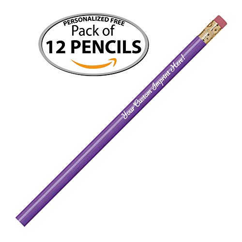 Express Pencils™ Personalized Pencils Round Custom Imprinted with your Name - Text - Logo - Message- 12 pkg -Includes Personalization - Great Gift Ideas (Light Purple) - color: Light Purple