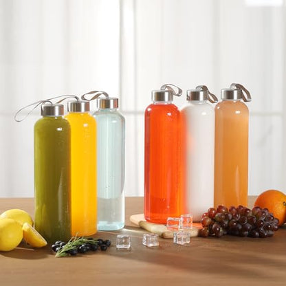 novelinks 27 OZ Plastic Water Bottles Reusable Water Bottles with Airtight Juice Bottle with Stainless Steel Lids for Eco-Friendly Travel Drinks and Beverages,8 Pack