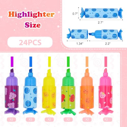24/48/120 Pieces Highlighters - 6 Colors in Mini Highlighters, Glitter Highlighter Great for Writing, Drawing, and Coloring