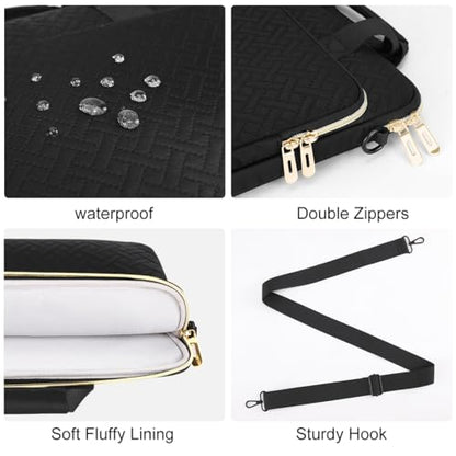 DOMISO 15.6 inch Laptop Case Sleeve Protective Cover Compatible with MacBook Pro 16 M4 M3 M2/Pro Max,15.6-16 inch HP Dell ASUS Lenovo Chromebook,Waterproof Computer Bag with Shoulder Strap,Black - color: Black, size: 15.6 inch