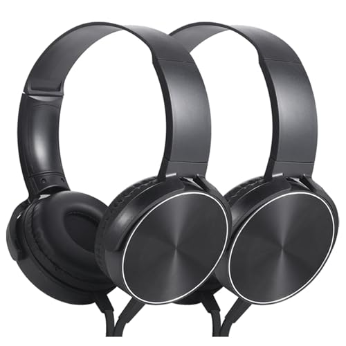Kids Headphones 2 Pack for School Classroom Students Teens Children Toddler Boys Girls and Adult (HY450, 2 Black) - color: Black, size: 2 Pack