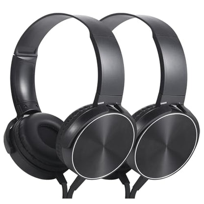 Kids Headphones 2 Pack for School Classroom Students Teens Children Toddler Boys Girls and Adult (HY450, 2 Black) - color: Black, size: 2 Pack