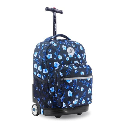 J World Sunrise Kids Rolling Backpack with Wheels for Girls Boys, Roller Bookbag for School, 18 x 13 x 9 Inches, Night Bloom - color: Night Bloom