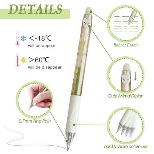 12PCS Cute Glitter Erasable Gel Pens, Multicolor Fine Point 0.7mm, Retractable, for Journaling, Drawing, Note Taking - color: Multicolor