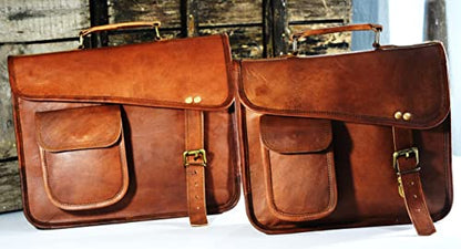 URBAN DEZIRE Men's Genuine Leather Small Briefcase Messenger Satchel I pad Tablet Bag 13 inch - size: 13" Length x 10" Height x 3.5" Depth