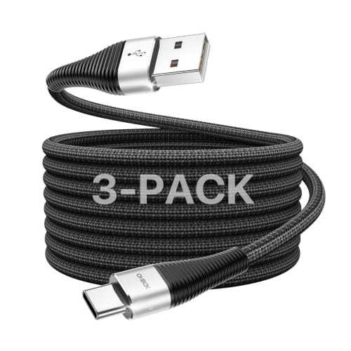 USB A to USB C Cable 6FT Type C Fast Charger Cord 3Pack USB C Cable Black | 3A Fast Charging USB to USB C Cable Durable Braided USBC Cord for iPhone 17/16/15/Pro Max, Samsung Galaxy S26,CarPlay Cable - color: Black, size: 6FT