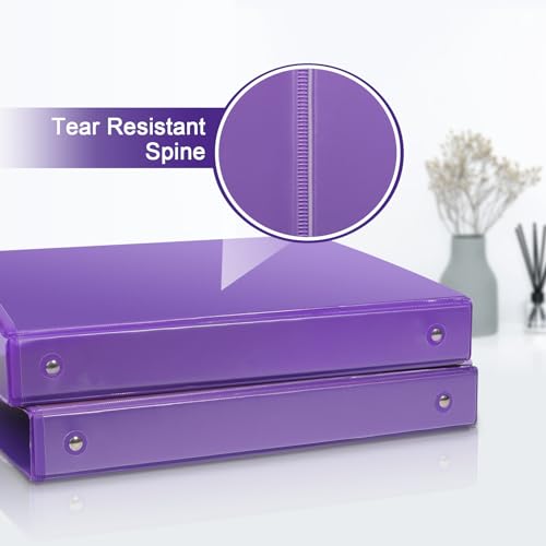 COMIX 3 Ring Binder 1 inch with Clear View Cover, 1" View Binder Holds 200 Sheets of US Letter Size Paper, 6 Pack (Purple) - color: Purple, size: 1 inch, style: 6-Pack