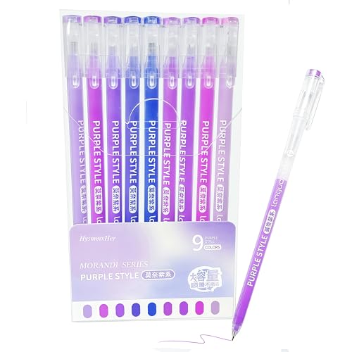 9 Colored Gel Pens Set, 0.6mm Fine Point for Black Paper & White Paper, Pens for Journaling, Adult Coloring Books, Bible, Drawing, Note Taking, Art & Journaling Supplies(Purple Style) - color: Purple Style
