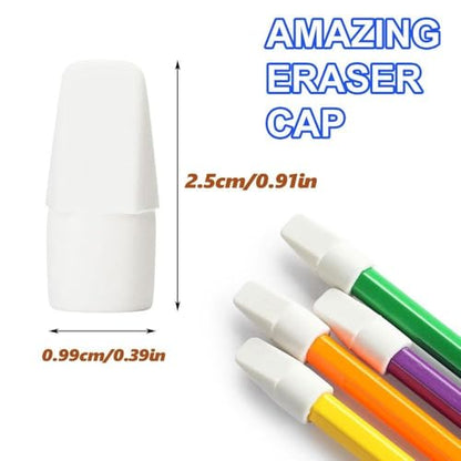 40 Pack Pencil Eraser Caps, White Pencil Top Erasers, Pencil Eraser Toppers for Writing, Drawing, Office, Home, Bulk Pencil Cap Erasers for Pencil Correction, Stationery Supplies