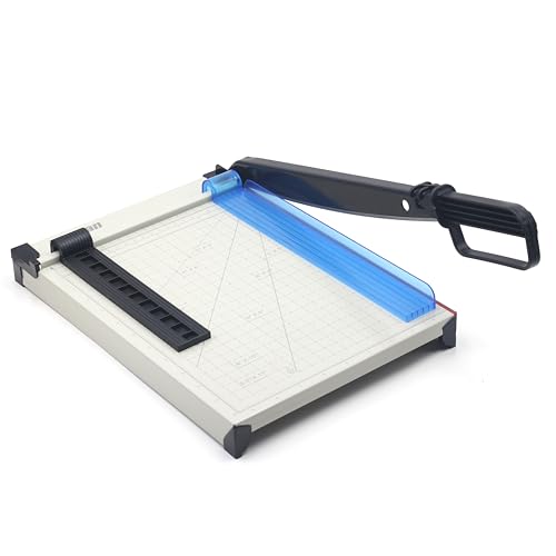 Inch Scale Cutting Plate 12" Paper Cutter – Solid Metal Base, Sharp Blade for Trimming Photos, Cards, Labels – 12-Sheet Capacity – Ideal for Office, School, Home Use (White) - color: White Inch Scale