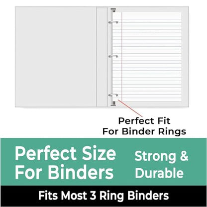 Rosmonde 24 Pack Loose Leaf Paper Bulk, 3600 Sheets, College Ruled Paper | Bulk Office Filler Paper, 8" x 10.5", 150 Sheets/Pack, Bulk Notebook Paper, 3 Hole Punched, College Ruled Paper For Binder - color: College Ruled, size: 24 Pack (3600 Sheets)