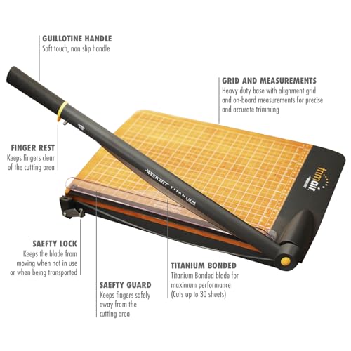 Westcott 15'' TrimAir Wood Guillotine Paper Cutter & Paper Trimmer, 30 Sheet (15107) - size: 15-inch