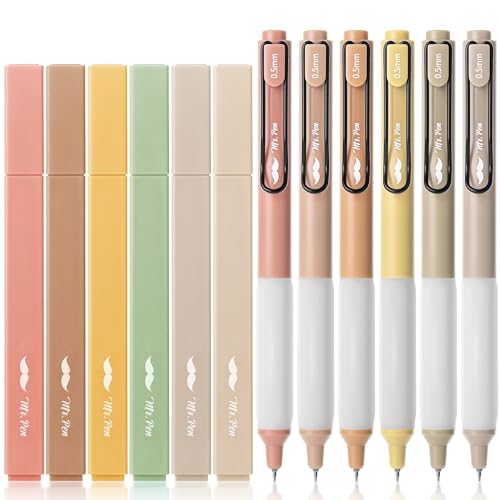 Mr. Pen- Aesthetic Highlighters and Gel Pens, 12 Pack | Assorted Colors Bible Highlighters No Bleed, Assorted Ink Gel Pens, Fast Dry and No Smear for Bible Journaling, Planner - color: Earthy, size: 12 Pack