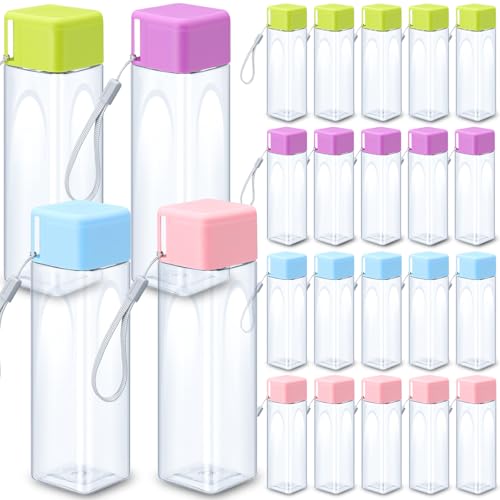 Nuogo 20 Pcs Water Bottles Bulk 17 oz Plastic Sports Water Bottles for Kids Adults Reusable Leak Proof Portable Large Drinking Cups for School Outdoor Gym Travel Fitness(Pink, Blue, Green, Purple) - color: Pink, Blue, Green, Purple