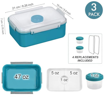 47oz Salad Lunch Container To Go, 3 Pack Salad Bowls Bento Lunch Boxes | Food Storage Meal Prep Containers with Tray/Dressing Containers for Salad, Snacks,Fruit, BPA Free, Microwave Dishwasher Safe - color: Navy & Navy & Navy