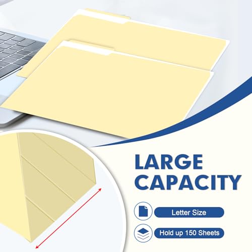 File Folder, PANDRI 120 Pack File Folder, 1/3 Cut Tab, Letter Size, Filing Folder for Office School Business, Manila - color: Manila