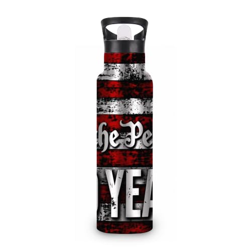 Water Bottles with Straw,Flag Stainless Steel Cup Leak Resistant Double Wall 250 Years Insulated Water Bottle with Handle for Gym Cycling Hiking Office 20 oz - color: Flag,250 Years