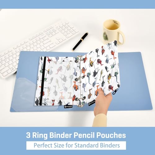 Helicopter Pencil Pouch for 3 Ring Binder, Binder Pencil Pouches with Clear Window Zipper Pencil Case for Office College Supplies, 2PCS (B0302) - color: B0302