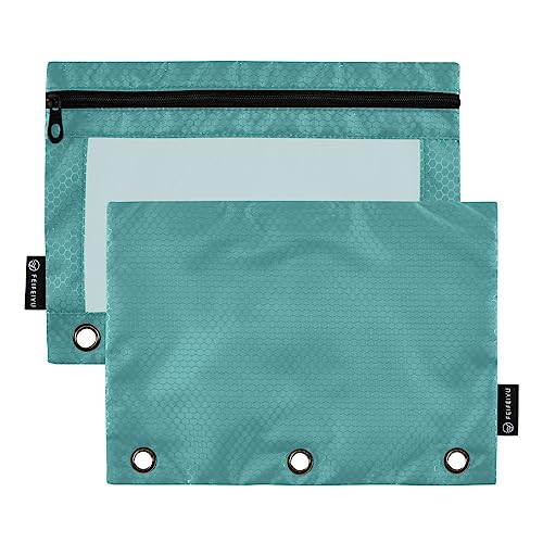 Dark Teal Pencil Pouch for 3 Ring Binder Pencil Pouches with Zippers Clear Window Binder Pockets Pencil Bags for Office Daily Work 2 Packs - color: Dark Teal