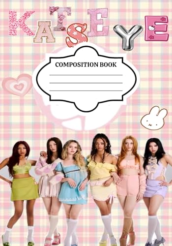 Katseye Composition Notebook, College Ruled, 80 Sheets 160 Pages, Holographic Cover, School Journal for Kids Teens and Adults, Handamde