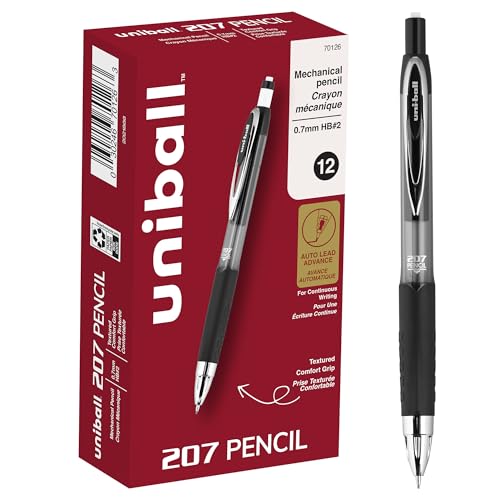 uniball 207 Mechanical Pencil, 0.7 Mm, Hb (#2), Black Lead, Black Barrel, Dozen - color: Black, size: 1 Count (Pack of 12)